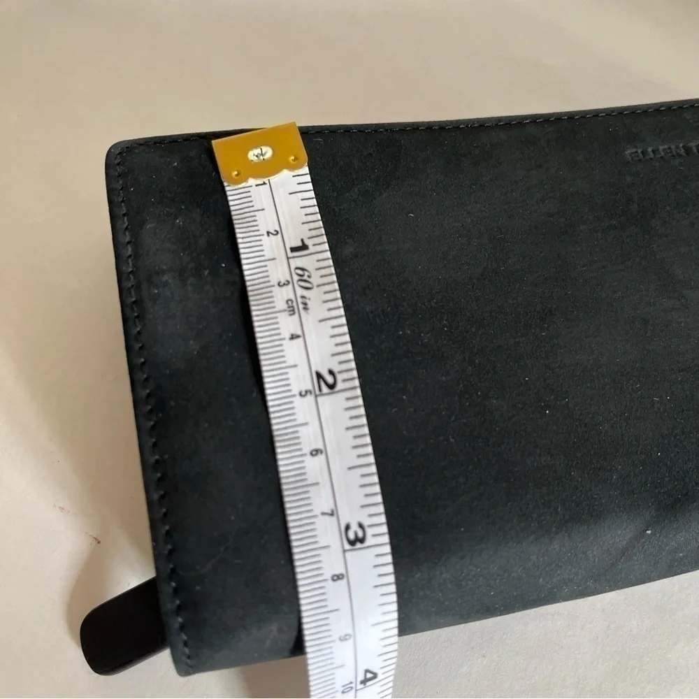 Ellen Tracy Clutch Bag Black Suede Pouch Purse Evening Zipper Red Lining Small